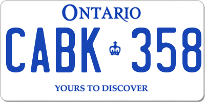 ON license plate CABK358