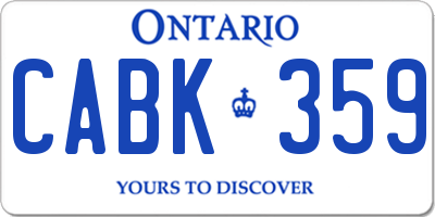 ON license plate CABK359