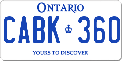 ON license plate CABK360