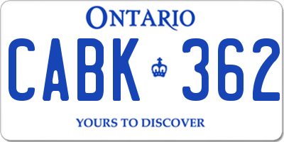 ON license plate CABK362