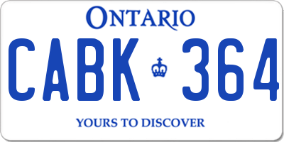 ON license plate CABK364