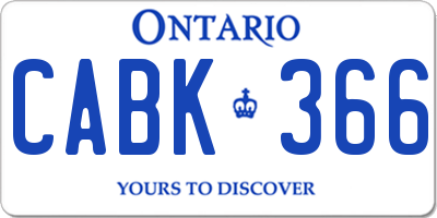 ON license plate CABK366