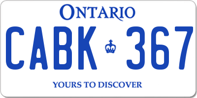 ON license plate CABK367