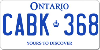 ON license plate CABK368