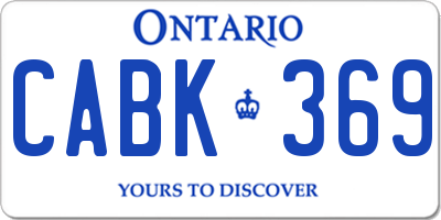 ON license plate CABK369