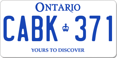 ON license plate CABK371