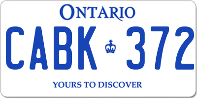 ON license plate CABK372