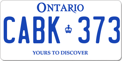 ON license plate CABK373