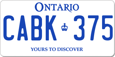 ON license plate CABK375