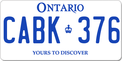 ON license plate CABK376