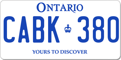 ON license plate CABK380