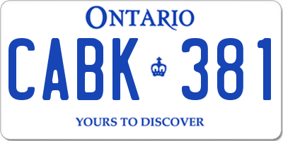 ON license plate CABK381