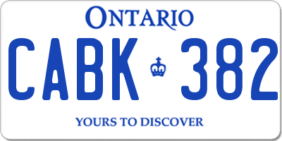 ON license plate CABK382