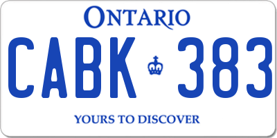 ON license plate CABK383