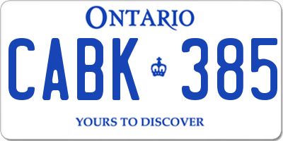 ON license plate CABK385