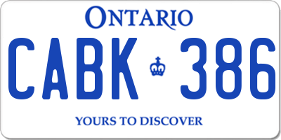 ON license plate CABK386