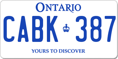 ON license plate CABK387