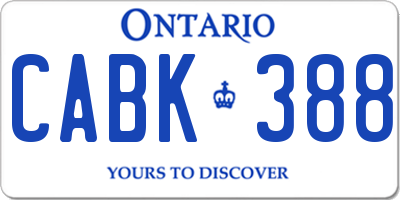 ON license plate CABK388