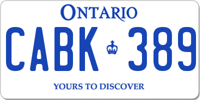 ON license plate CABK389