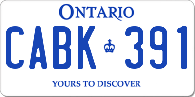 ON license plate CABK391