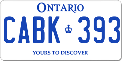 ON license plate CABK393