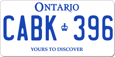 ON license plate CABK396