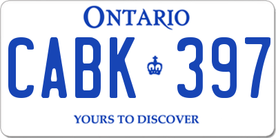 ON license plate CABK397