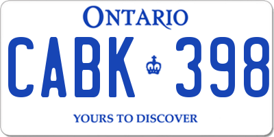 ON license plate CABK398