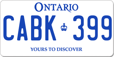 ON license plate CABK399