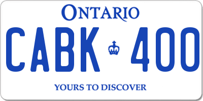 ON license plate CABK400