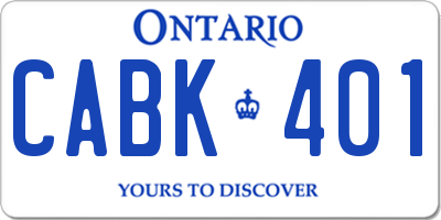 ON license plate CABK401