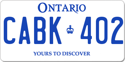 ON license plate CABK402