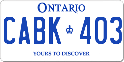 ON license plate CABK403