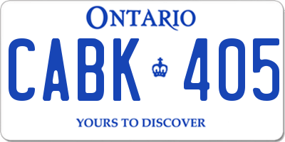 ON license plate CABK405