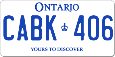 ON license plate CABK406