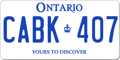 ON license plate CABK407