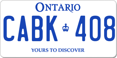 ON license plate CABK408