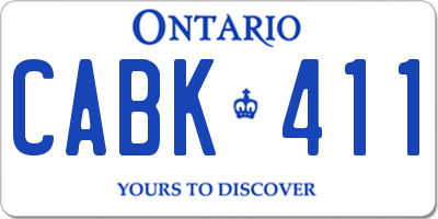 ON license plate CABK411