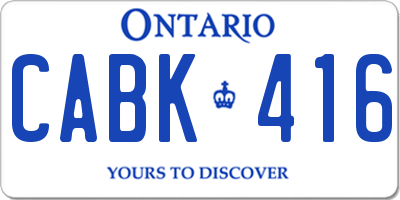 ON license plate CABK416