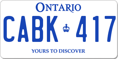 ON license plate CABK417