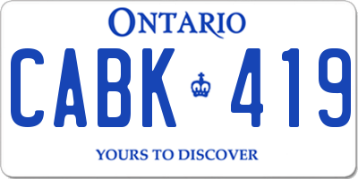 ON license plate CABK419