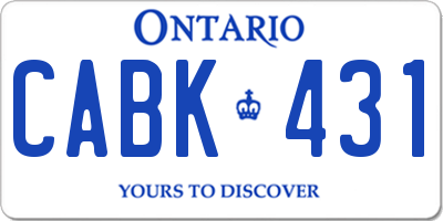 ON license plate CABK431