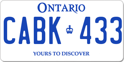 ON license plate CABK433