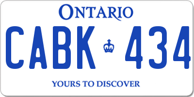 ON license plate CABK434