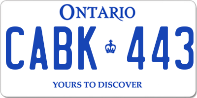 ON license plate CABK443