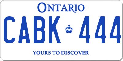 ON license plate CABK444