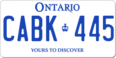 ON license plate CABK445