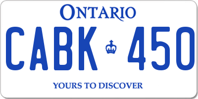 ON license plate CABK450