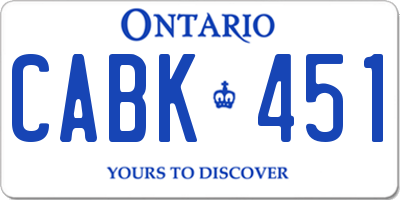 ON license plate CABK451