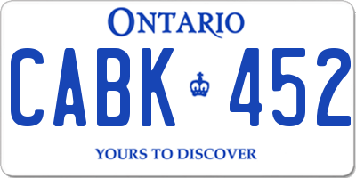 ON license plate CABK452